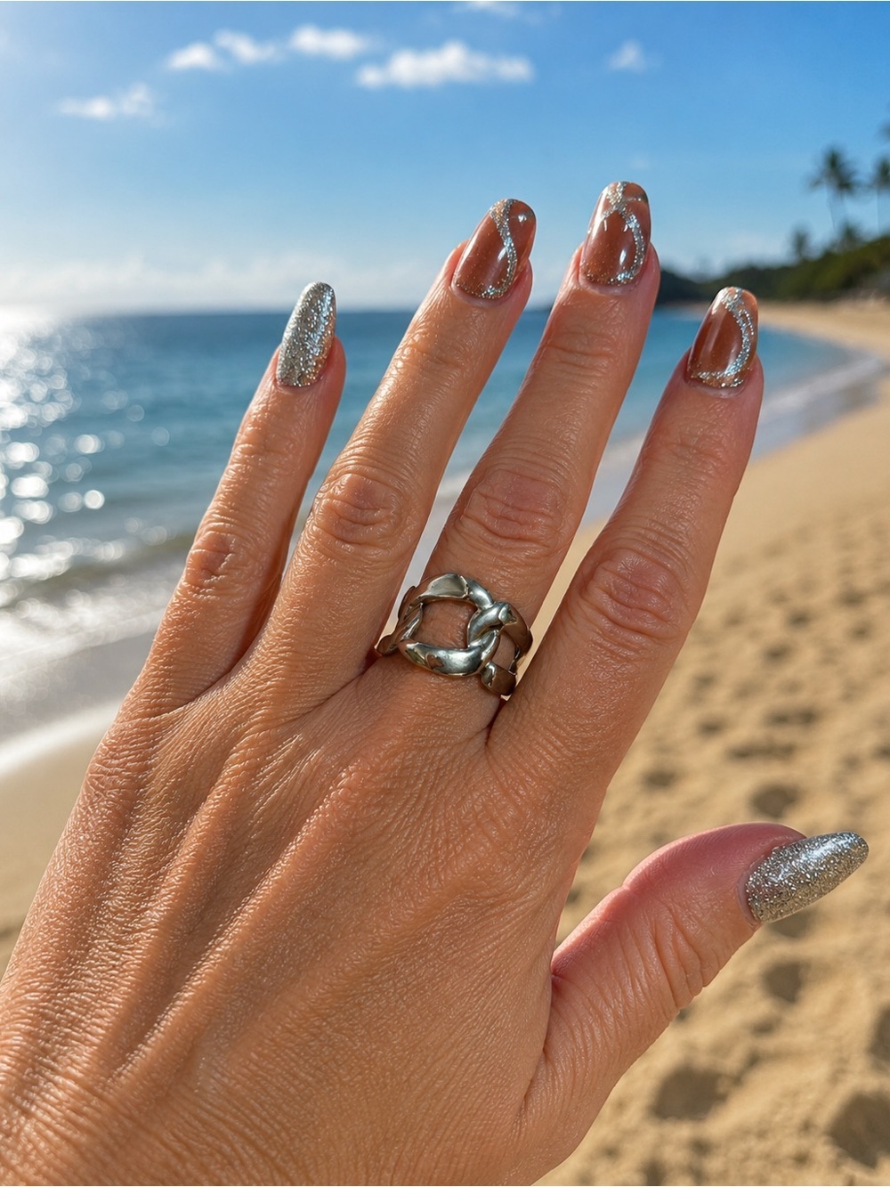Stainless Steel Adjustable Chain Ring. New